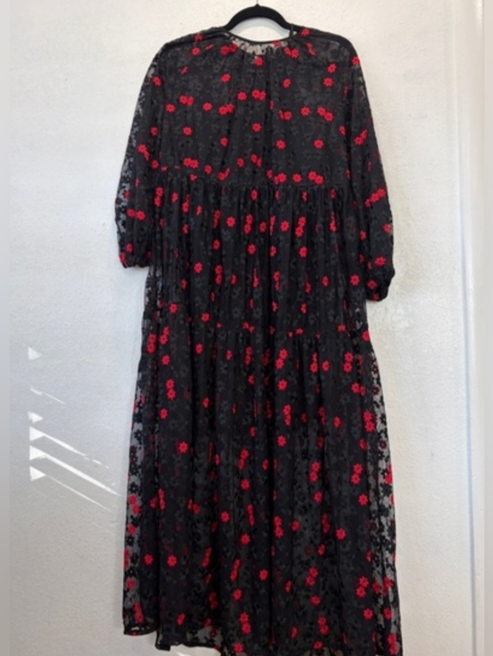 Zara Floral Embroidered Sheer Oversized Dress